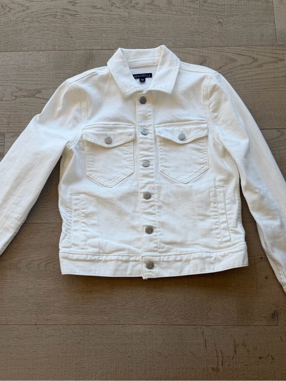 J.Crew Mercantile White Denim Jacket - Collar Detail